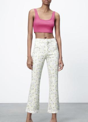 Цветочные бриджи, брюки, брюки в цветок zara