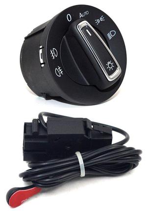 Перемикач головного світла volkswagen vw vag golf 7, jetta, tiguan, octavia a7 хром з датчиком авто світла