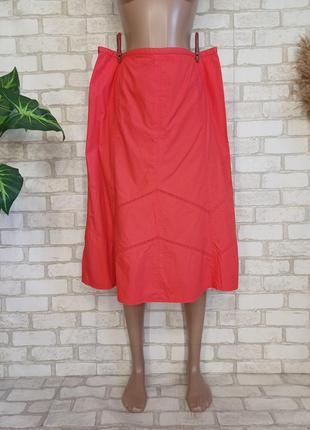 Фірмова спідниця міді зі 100% бавовни соковитого червоного кольору "дзвіночок", розмір 2хл