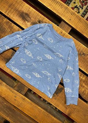 Дитяча бавовняна кофта (реглан) з принтом next (некст 4-5 років 104-110 см ідеал оригінал біло-блакитна)