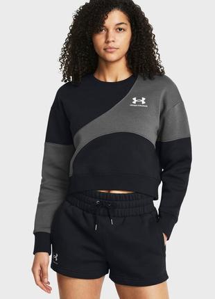 Жіночий чорний світшот essential fleece crop crew