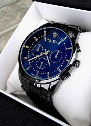 Часы rolex geneve мужские/женские черные | наручные часы ролекс стальные,черные