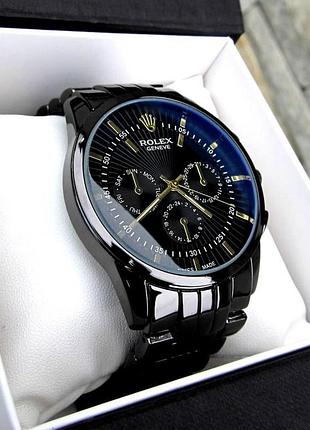 Часы rolex geneve мужские/женские черные | наручные часы ролекс стальные,черные