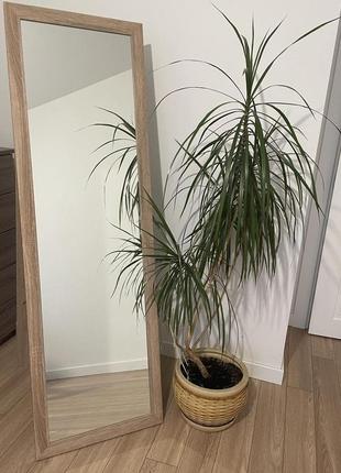 Зеркало напольное в прямой раме цвета дуб сонома на ножке 150 х 50 см