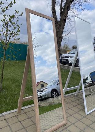 Зеркало напольное в прямой раме цвета дуб сонома на ножке 150 х 50 см