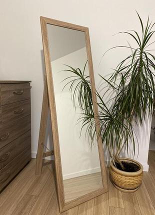 Зеркало напольное в прямой раме цвета дуб сонома на ножке 150 х 50 см