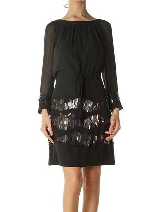Чорна шифонова сукня з паєтками monsoon/сукня з вишивкою паєток