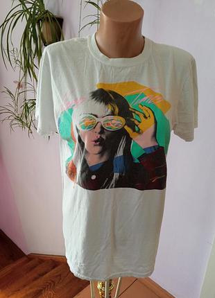 Женская одежда/ брендовая белая футболка с принтом 🤍 46/48 размер, 100% cotton