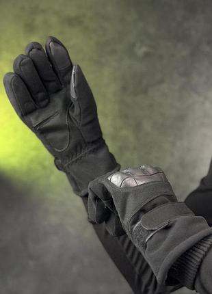 Зимові тактичні повнопалі рукавиці чорні