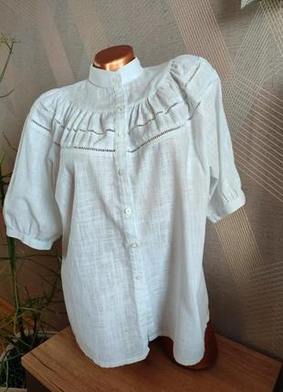 Красива блузка бавовна льон із мережкою