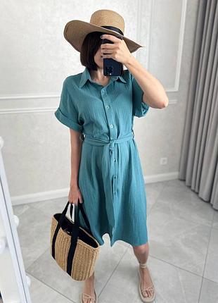Жіночі літня сукня сорочка,платье рубашка муслин,муслін,сарафан,легка,вільна,легка