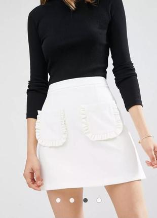 Белая юбка с рюшами asos
