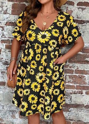 Платье с подсолнухами shein 2xl