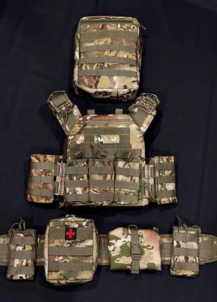 Комплект плитоноска швидкого скидання з боковими карманами + рпс та 6 підсумків