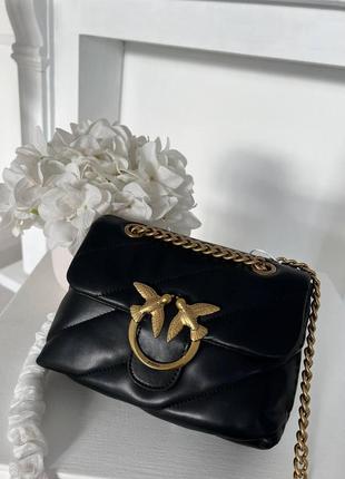 Жіноча сумка з шкіри pinko lady black пинко молодіжна, брендова сумка маленька через плече2 фото