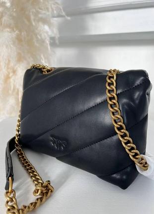 Жіноча сумка з шкіри pinko lady black пинко молодіжна, брендова сумка маленька через плече6 фото