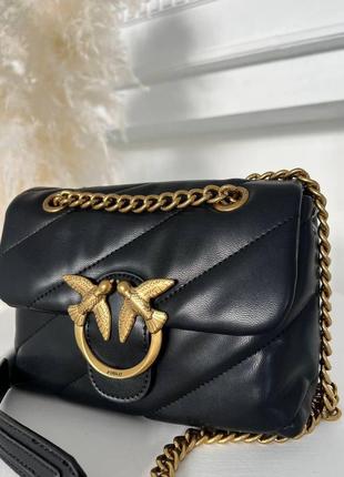 Жіноча сумка з шкіри pinko lady black пинко молодіжна, брендова сумка маленька через плече8 фото