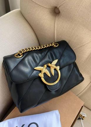 Жіноча сумка з шкіри pinko lady black пинко молодіжна, брендова сумка маленька через плече
