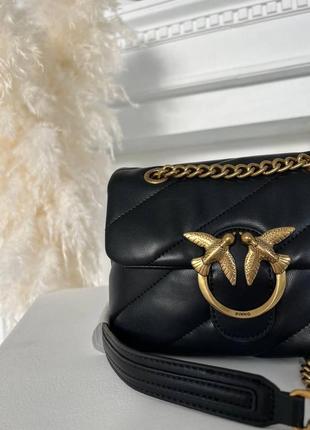 Жіноча сумка з шкіри pinko lady black пинко молодіжна, брендова сумка маленька через плече7 фото