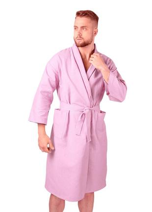 Вафельный халат luxyart кимоно размер (54-56) xl 100% хлопок розовый (ls-863)