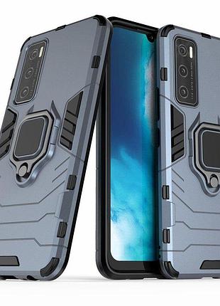 Чехол fiji ring для vivo y70 бронированный бампер с кольцом темно-синий