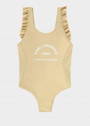 Слитный сдельный цельный сплошной золотистый купальник karl lagerfeld