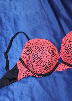 Victoria's secret bombshell miraculous plunge push-up add 2 cups bra бюстгалтер бра лиф лифчик топ бралет викторія сікрет виктория сикрет рожевий5 фото