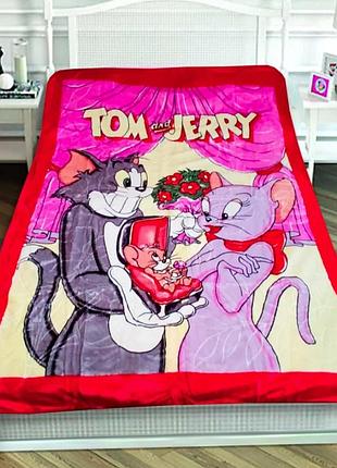 Плед - покривало полуторне з малюнком 160х220 tom and jerry