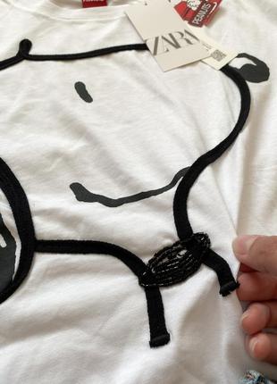 Белая оверсайз футболка снупе snoopy peanuts zara