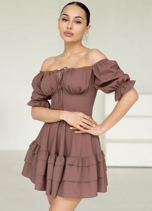 Короткое платье с рюшами мини платье с воланами короткое платье с открытой спинкой7 фото