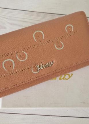 Шкіряний жіночий гаманець у кольорі пудра