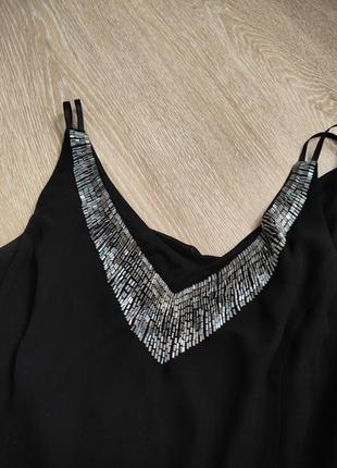 Платье черное элегантное с подкладкой вышитое бисером2 фото