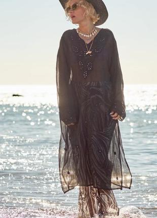 Довга пляжна сукня  вишита бісером