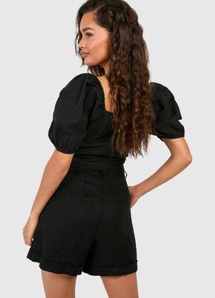 Новый хлопковый топ с пышными рукавами крестьянка boohoo черный кроп-топ рукава буфы фонарики хлопок3 фото