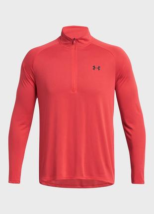 Чоловічий червоний лонгслів ua tech 2.0 1/2 zip