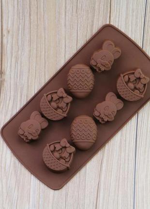 Форма силіконова для цукерок великдень 6958 22.5 см коричнева