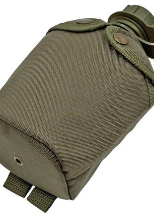 Фляга армейская 1л в чехле molle олива melgo (фляга тактическая полевая индивидуальная)