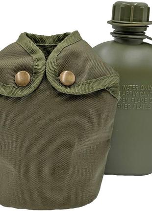 Фляга армейская 1л в чехле molle олива melgo (фляга тактическая полевая индивидуальная)