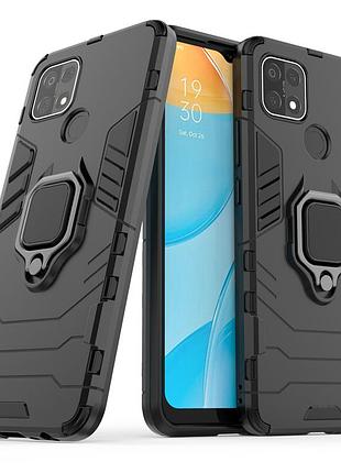 Чехол fiji ring для oppo a15 / a15s бронированный бампер с кольцом черный