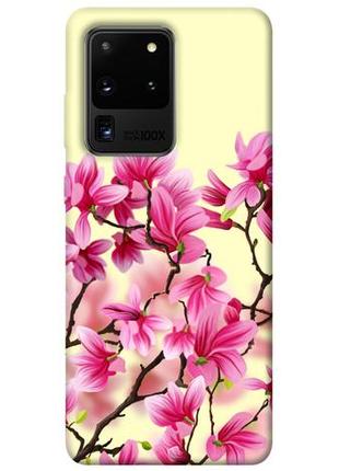 Чехол с принтом на самсунг галакси с20 ультра цветы сакуры / чехол с принтом на samsung galaxy s20 ultra