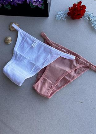 Хлопковые трусики на тонких резинках. трусики бразилиана.