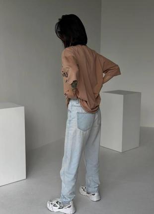 Футболка женская длинная из кулира с надписями размер универсальный