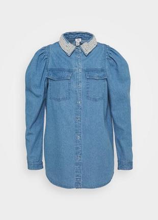 Невероятная джинсовая рубашка с жемчужинами