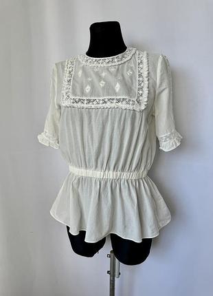 &amp; other stories белая блуза этно бохо винтажный стиль романтический викторианский кружево рюши