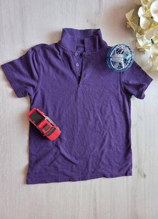 Яркое поло футболка для мальчика фиолетовый воротничок