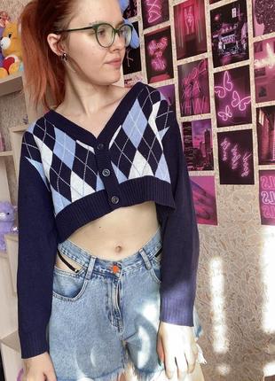 Кардиган светр кофта кофтинка в клітинку тренд y2k база