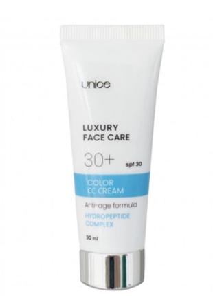 Увлажняющий и тонирующий сос крем для лица с spf 30 unice hydropeptide 30+, 30мл