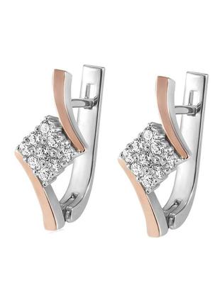 Срібні сережки із золотом і куб. цирконієм blanka-10