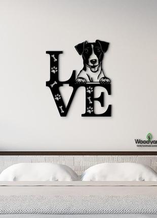 Панно love&paws джек рассел-терьер 20x23 см - картины и лофт декор из дерева на стену.
