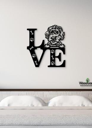 Панно love&paws кокапу 20x23 см - картини та лофт декор з дерева на стіну.